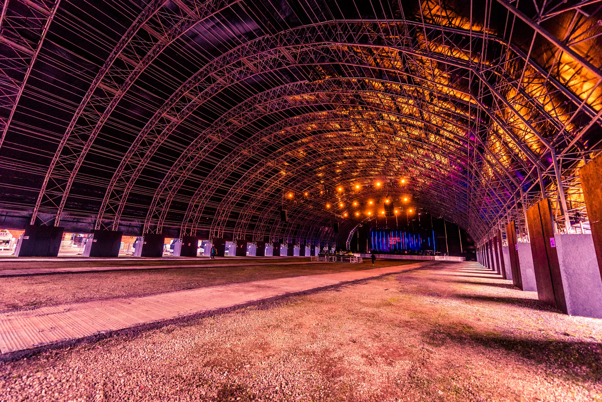 The Creamfields Steel Yard main stage structure at the UK festival, Daresbury