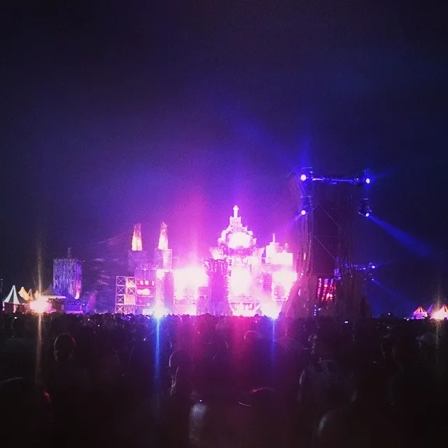 Night view of the Dominator hardcore festival 2014 at E3 Strand, Eersel, Netherlands
