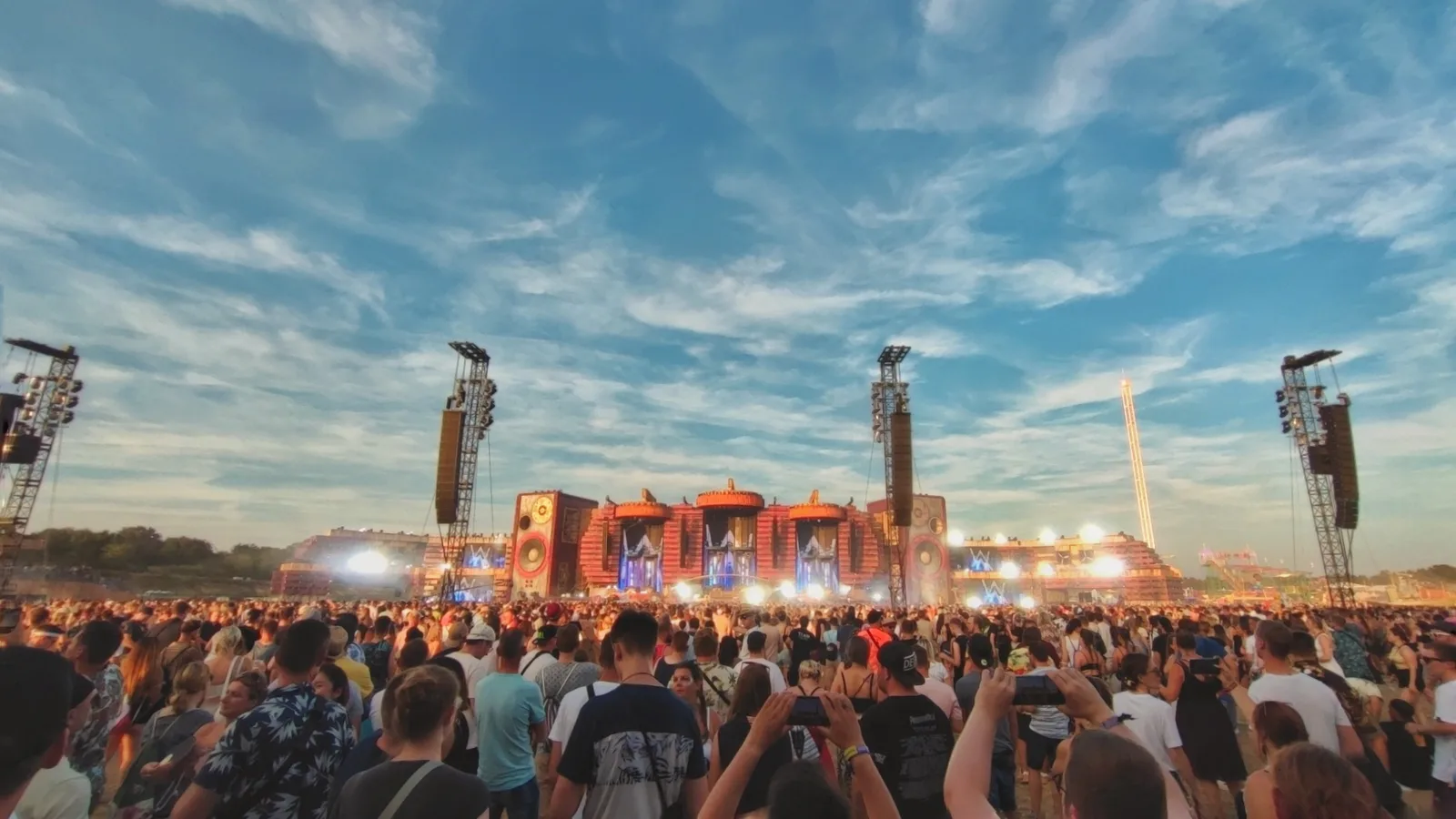 Main stage of Parookaville Festival 2022 at night in Weeze, Germany